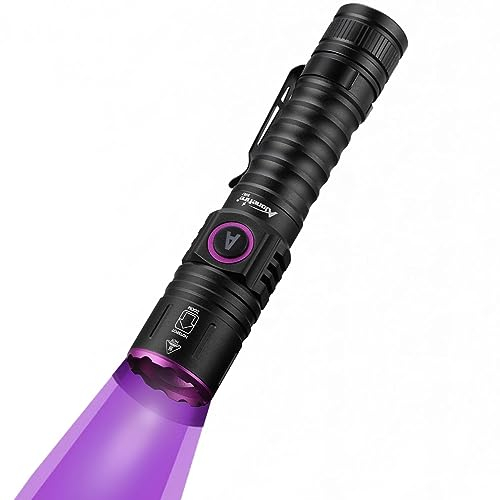Alonefire SV87 5W 395nm UV Taschenlampe Typ C USB Aufladbar Zoom Schwarzlicht Haustierurin Detektor Geld-Detektor für UV Harz, Angeln, Skorpion, Bernstein, Mineralien mit Batterie Enthalten