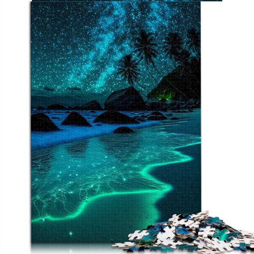 Puzzle für Erwachsene, Nachtansicht des Strandes, 1000 Puzzles für Erwachsene, für Kinder ab 12 Jahren, Papppuzzles, pädagogisches Spielzeug zum Stressabbau, Puzzlegröße: 26 x 38 cm