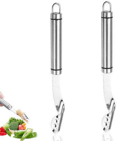 2 Stück Entkerner für Paprika, Edelstahl Chili Samenentferner mit Scharfer Kante Gadget, Entkerner für Obst Und Gemüse, Kernentferner für Paprika, Tomaten, Zucchini