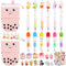 73 Stk Kawaii Geschenk für Mädchen- Teleskopisch Mäppchen Standmäppchen Federmäppchen mit Kawaii Geltintenstifte Mini Kugelschreiber Textmarker Kartoon Aufkleber und Haftnotizblöcke