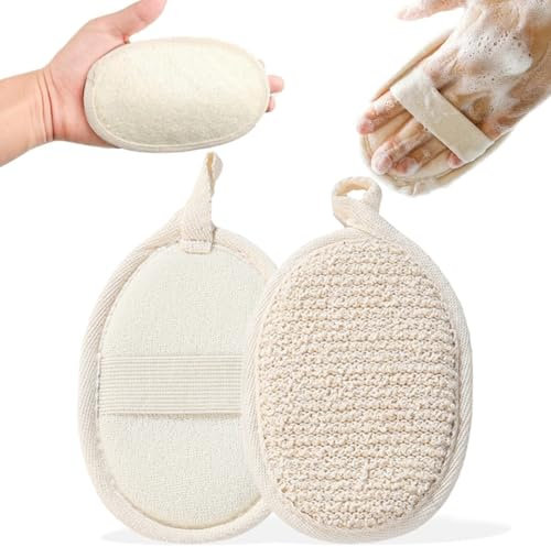 2 Pezzi di spugna di luffa organica, Scrubber per il Corpo Esfoliante in Spugna, spugna da cucina di luffa, 100% biologica, Pulizia Profonda della Pelle del Corpo