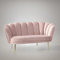 Divano a conchiglia due posti tessuto color rosa e piedi oro 135x75H cm - Orel