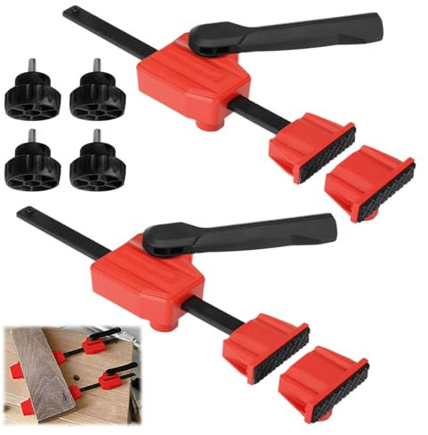 2 Piezas Abrazaderas de Escritorio para Carpintería, Fáciles de Usar, Abrazadera de Banco de Mesa, Aplicaciones Versátiles, Abrazadera de Banco de Trabajo, para Fresado, Lijado (Rojo)