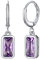 Bestyle Pendientes de Plata de Ley 925 Aro con Colgante Mujer Rectangular Piedra Nacimiento Circonita Cúbica Lila Alejandrita Junio Hipoalergenicos Joyas Elegantes