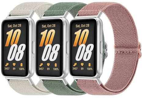 Meliya Elastic Nylon Straps for Samsung Galaxy Fit 3,3Pack Stretchy Adjustable Fabric Breathable Replacement Wristband for Galaxy Fit 3 Strap