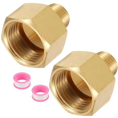 QUARKZMAN 2 Stück Messing Rohrfitting 1/2 G Weiblich × 1/4 NPT Männlich | Messing Sechskantnippel Rohrfitting Verbinder, 1/2 auf 1/4 Weiblich Rohrfitting Adapter, Goldfarben