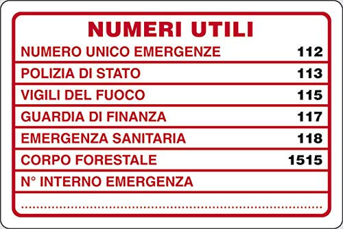 PIXLEMON Cartello Alluminio cm 18x12 Numeri UTILI