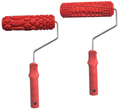 FLAMEER 2Pcs 7-Inch Embossed Paint Roller Wall Brick Pattern Rubber Paint Roller for Wall Decoration