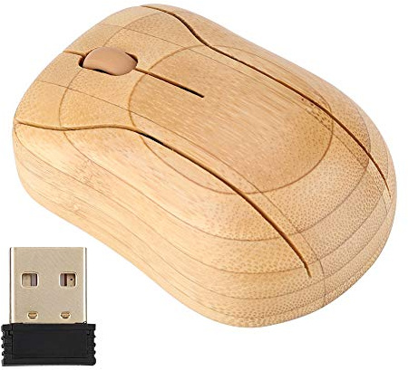 Hakeeta Souris sans Fil en Bois de Bambou, Universelle, Ultra-Mince, imperméable, Lisse, Sueur, Longue durée de Vie, Compatible avec la Plupart des systèmes, Confortable, Bambou