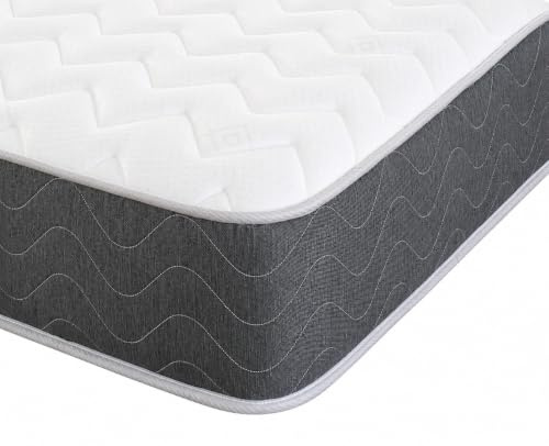 eXtreme comfort ltd WaveFlex Grey Single Mattress | Foam Layer, Bonnel Spring, Soft Comfort Support, Vacuum Packed, White, 3ft x 6ft3 (90 x 190 x 18cm)