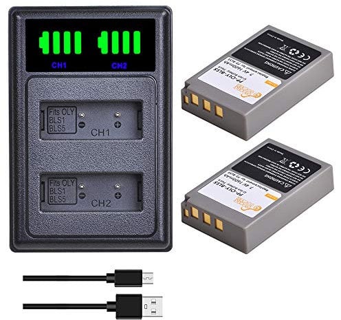 Pickle Power PS-BLS5 BLS-50 BLS50 Battery and USB Charger Compatible with Olympus Pen E-PL2,E-PL5,E-PL6,E-PL7,E-PM2, OM-D E-M10, E-M10 II Stylus 1