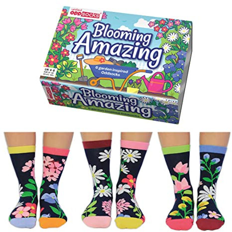United Oddsocks Blooming Amazing Box mit 6 Oddsocks für Damen, Größe 37-42, mehrfarbig, 4-8