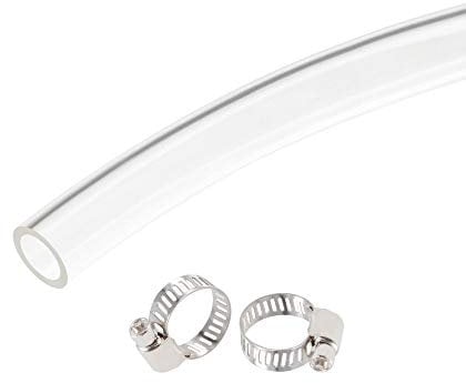sourcing map PVC Clear Vinyl Tubing, 10mm(3/8) ID 13mm(1/2) OD 10ft Plastic Pipe Air Water Hose with Clamps