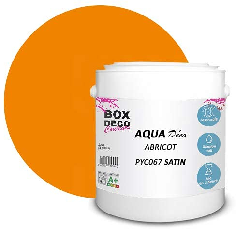 BOX DECO COULEURS Peinture murale acrylique aspect satin Aqua Déco - 2,5 L, Orange Abricot