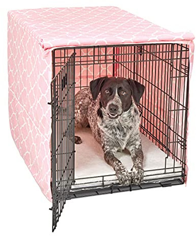 New World BCVR-36PKT Hundebox-Abdeckung, Stoff mit Teflonschutz, für alle 91 cm langen Hundeboxen von New World und MidWest Homes for Pets, rosa Designer-Muster