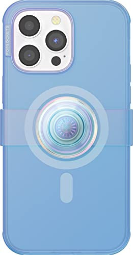 PopSockets iPhone 14 Pro Max Case with Phone Grip and Slide Compatible with MagSafe, Phone Case for iPhone 14 Pro Max, Wireless Charging Compatible - Blue Opalescent