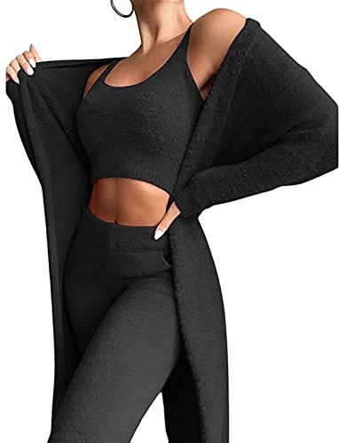 Sawmew Husdräkt För Kvinnor, Gosig Kostym, Gosig Träningsoverall, Damset, Fluffig Joggingsdräkt, Långärmad Fritidsoverall, Elegant Pyjamas, Fritidsoverall, Varm Sportdräkt