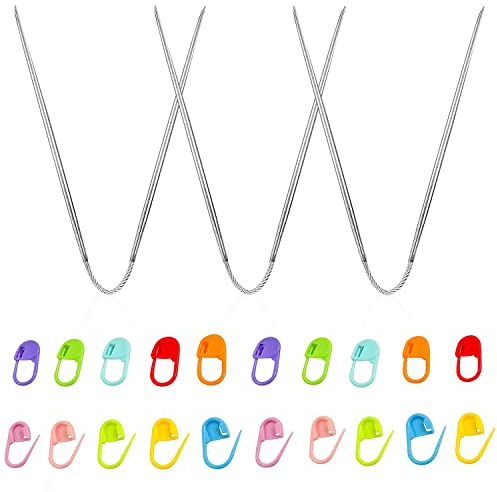 Metall Rundstricknadeln 2,5 mm Crazy Trio Stricknadeln 2,5 Lang Silber Rundstricknadeln Flexible Edelstahl Rundstricknadeln für Stricken von Pullovern DPN Stricknadel-Set Anfänger(Pack of 3)
