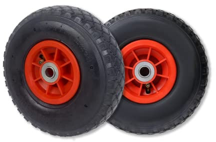 Froadp Roue Gonflable pour Diable Pneu de Rechange de Brouette Pneu à Air avec Axe de Fixation Pneu de Chariot de Jardin 260x85mm Pneus en Caoutchouc pour Brouette de Jardin (Noir+Rouge, 2 Pièces)