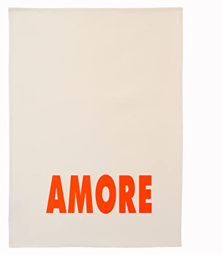 44spaces Geschirrhandtuch Amore in Neon-Orange im 3er Set - 100% hochwertige Bio Baumwolle - weich und saugfähig - Ideal für die Küche oder als Geschenk - 50 x 70 cm