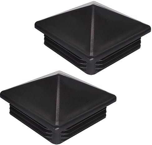 SKIR'CO (2 pièces) Bouchons Carrés en Plastique 100 x 100 mm, Embouts de Tube, Bouchons de Poteau de Clôture, Inserts de Tube Carrés, Noir RAL 9005
