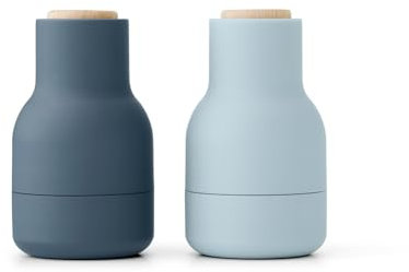 Salzmühle und Pfeffermühle 2er Set, klein (Blues mit Buchendeckel)
