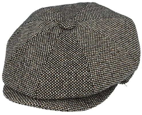 Xposed Newsboy-Schiebermütze für Herren aus Wollmischung, melierter Tweed mit gesprenkeltem 8-Panel-Schirm, 1920er-Jahre-Efeuhut [WN1244BSP-SALT&Papper-S]