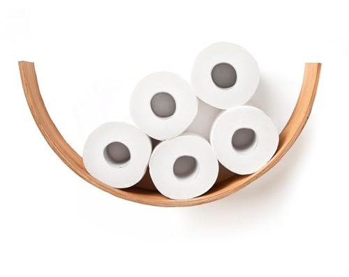 Porte-papier toilette avec étagère, rangement de rouleaux de papier toilette en bois de noyer, support flottant pour rouleaux de papier toilette de rechange, supports uniques pour salle de bain