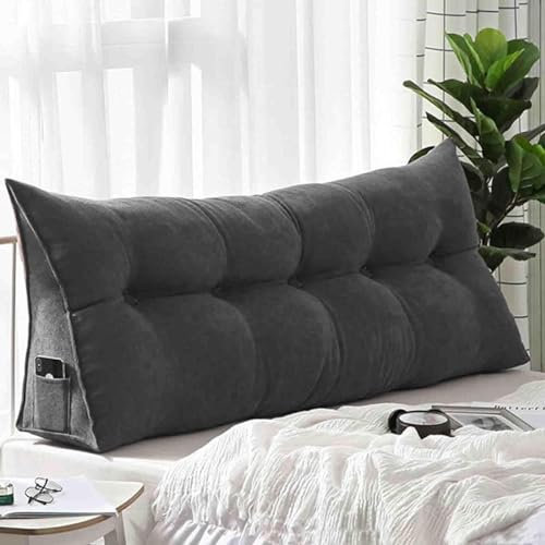 YSZBD Lendenkissen für Bett und Sofa Rückenlehne Bett Lesekissen kopfteil keilkissen Bett 2 in 1 Rückenlehne und Kopfkissen mit abnehmbarem waschbarem Bezug,A-80x50x20cm