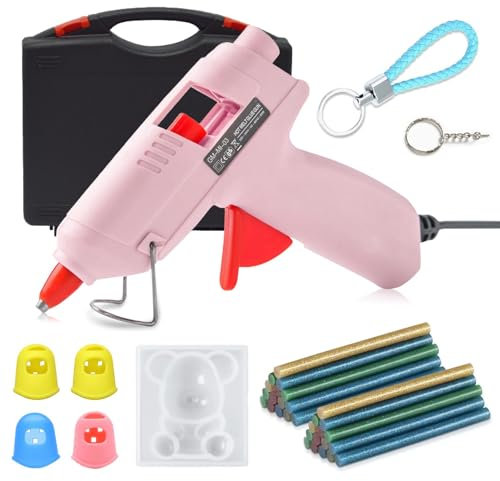 VidFair Glue Gun,Upgraded Version Mini Hot Melt Glue Gun with 30Pcs Glue Sticks(7mmx100mm), On/Off Switch, 20W Mini Hot Glue Gun Blue Fast Heating for DIY Craft Projects and Home Quick Repairs