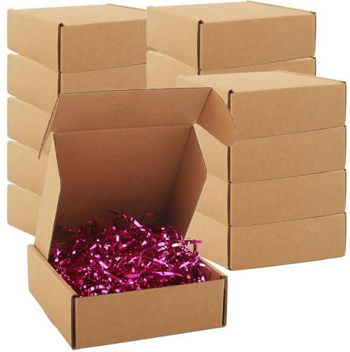 Versandkartons, 15 Stück, 15 x 15 x 5 cm, recycelbare Versandkartons, farbige Wellpappe, kleine Aufbewahrungsboxen für Versand, Versand, Geschenkverpackungen (Kraft)
