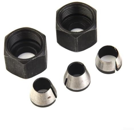 5PCS Router Bit Collet, Carbon Steel Trimmer Collet Chuck Router Bit Engraving Trimming Machine 6Mm 6.35mm 8Mm