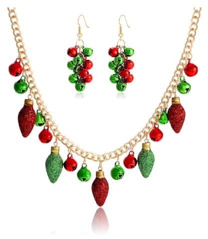 GTYARYUA Weihnachts Schmuck, Weihnachtskette Damen, Weihnachtshalskette, Ohrringe Weihnachten, Weihnachtsohrringe Damen, Weihnachtsschmuck Damen, Weihnachtsdekorationen für Mädchen und Frauen (A)