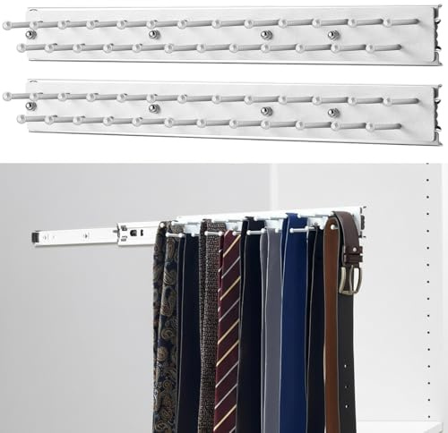 Blulu 2 Pcs 13.8'' Sliding Tie Rack Hangers for Closet, 25 Tie Each, Silver