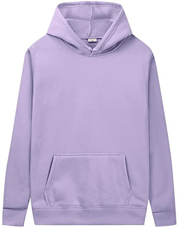 Generisch Felpa da uomo con cappuccio, leggera, a maniche lunghe, con cappuccio, tinta unita, con cappuccio, con cappuccio, in cotone, taglie grandi, Lilla, XL