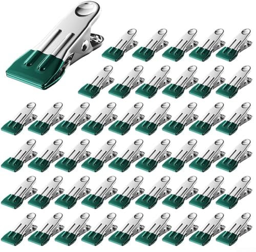 HEBEOT Set di 48 clip di copertura per piscine in acciaio, clip per copertura piscina in acciaio inox, clip antivento invernali per fissare saldamente coperture per piscine fuori terra (verde)