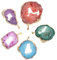 Lurrose 5 Stück Achat Geoden Anhänger Armreif Charms Amethyst Schmuckanhänger Frucht Gold Achat Verbindungsstücke Charms Edelstein Naturstein Dekorationssteine Untersetzer