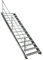 14 Stufen Stahltreppe mit einseitigem Geländer/Breite 80cm Geschosshöhe 210-280cm / Robuste Außentreppe/Wangentreppe/Stabile Industrietreppe für den Außenbereich/Inklusive Zubehör