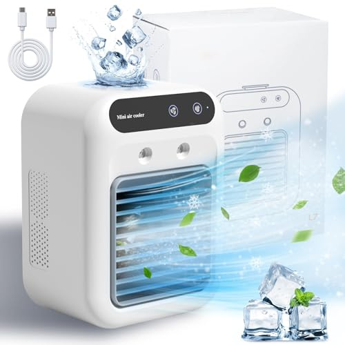 NVARUPC Portable Air Conditioners, 25W Rechargeable Mini Portable AC Unit 2 Cool Air Spray, Personal Cooling Fan with 2 Speeds, Small Room Air Conditioners for Bedroom, Office, Outdoor