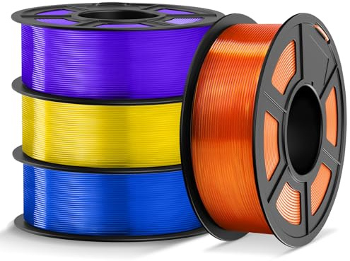 TECBEARS PLA+ Filament 1,75 mm Bundle 4KG, Erhöhte Zähigkeit PLA Plus 3D Drucker Filament, Vakuumverpackung, Maßgenauigkeit +/- 0,02 mm, Farbe: Transparentes Orange, Gelb, Blau, Lila