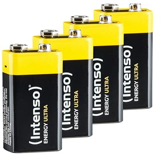 Intenso Energy Ultra 9 V alkaliskt batteri 4-pack – 6LR61 blockbatteri | Multipack 9 V blockbatterier, 5 års förvaring, perfekt för rökdetektorer, CO-detektorer, radioapparater och mikrofoner