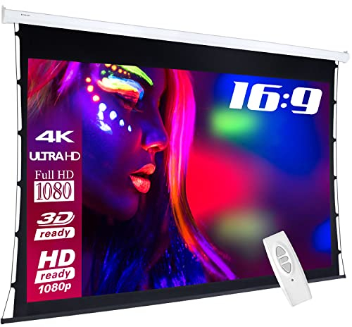 ESMART Economía EXT Tension-Leinwand 256 cm Imagen 200 x 113cm (90) | Formato 16:9 | Control Remoto | Motor de Pantalla de proyección de proyector eléctrico de Cine en casa LCD LED