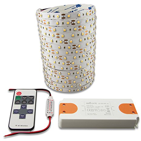 INNOVATE LED Strip 5M SET | 24V | 4,8W/m | inkl. Mini Funk Dimmer + Trafo ECO Transformator für LED Stripes | Driver | Netzteil | Flexband | LED Streifen