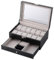 Uten Uhrenbox 12 Uhren, Uhrenkasten Herren, Schmuckkästchen Damen, Uhrenkoffer mit Schublade, Schlüssel, Weihnachtsgeschenke, Schwarz