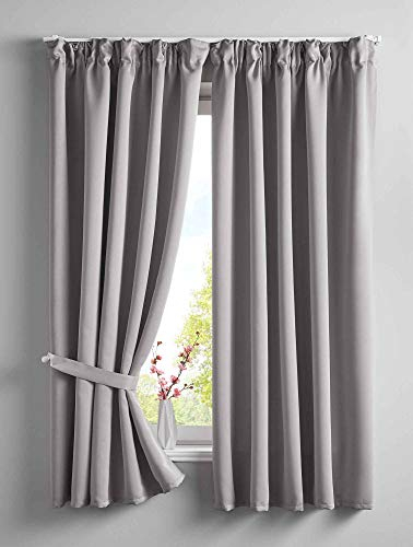 Gardinenbox 2er Set Verdunkelungsvorhänge Blickdicht »Newyork« verdeckte Schlaufen Grau HxB 160x140 cm Thermo-Gardine Blackout schalldämmend ÖKOTEX Kräuselband, 202020610-2