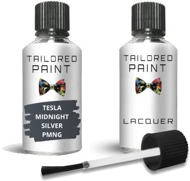 Touch Up Paint Bottle Stone Chip Scratch Repair For Tesla Model S Midnight Silver Pearl/Steel Grey Metallic PMNG (Touch Up Paint + Lacquer)