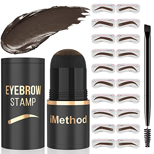 iMethod Augenbrauen Stempel und Augenbrauen Schablonen Kit Augenbrauen Stamping Kit für Perfektes Augenbrauen Make-up Augenbrauen Pomade 20 Eye Brow Shaping Kit Einfach zu Bedienen Langlebig Aschbraun