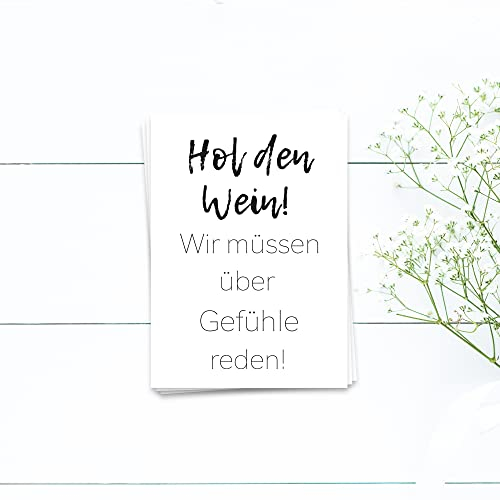 Ulrike Wathling Postkarte Hol den Wein, wir müssen über Gefühle reden | Weinkarte, Sprüchekarte, Grußkarte, Postkarte mit Spruch