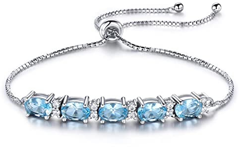 CHABER Ovale Natürliche Himmelblaue Topas-armbänder Armreifen Freie Erweiterung Echte 925er Sterlingsilber-armbänder Für Frauen Edlen Schmuck