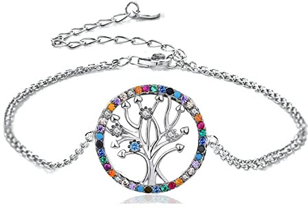 VICKWOOD Chaîne Arbre de vie Arbre de Vie Bracelet Femme Collier Avec Pendentif Arbre de vie en Argent 925 Sterling en Or ou Argent Cadeau pour Femme (Bracelet-argent)